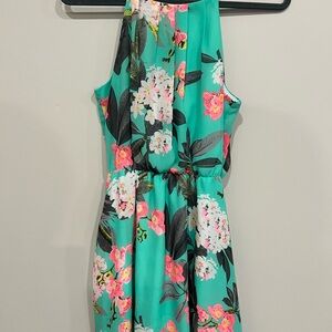 GiBui Turquoise Floral Sleeveless Lined Dress size 6